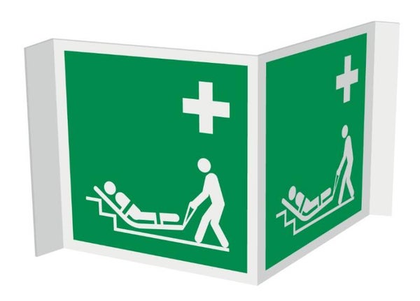 Evacuatiematras pictogram bord 20x20cm panorama