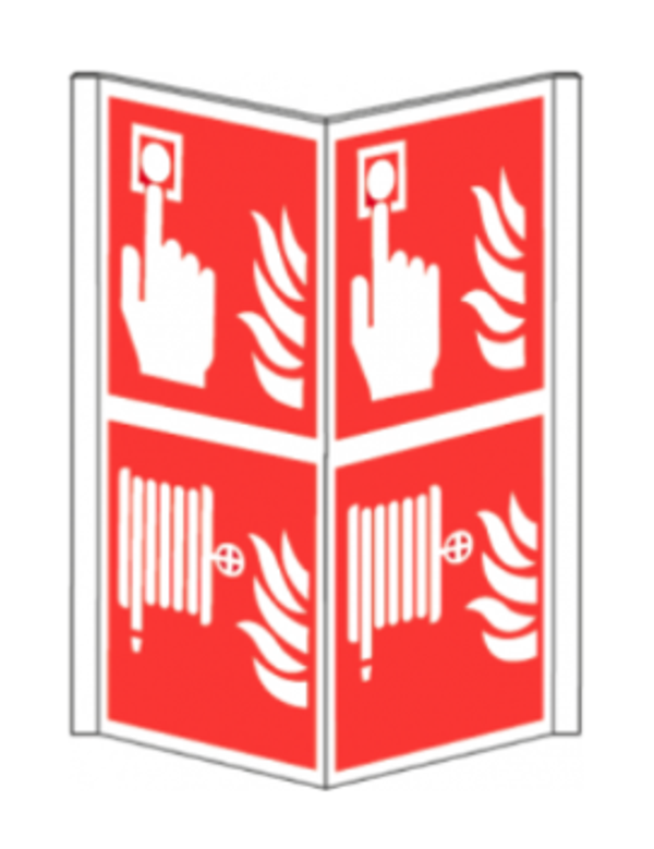 Handmelder Brandhaspel pictogram panorama bord 20x40cm