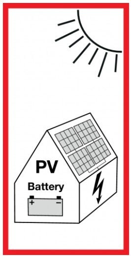 PV installatie bord 10x20cm NEN1010 met batterij