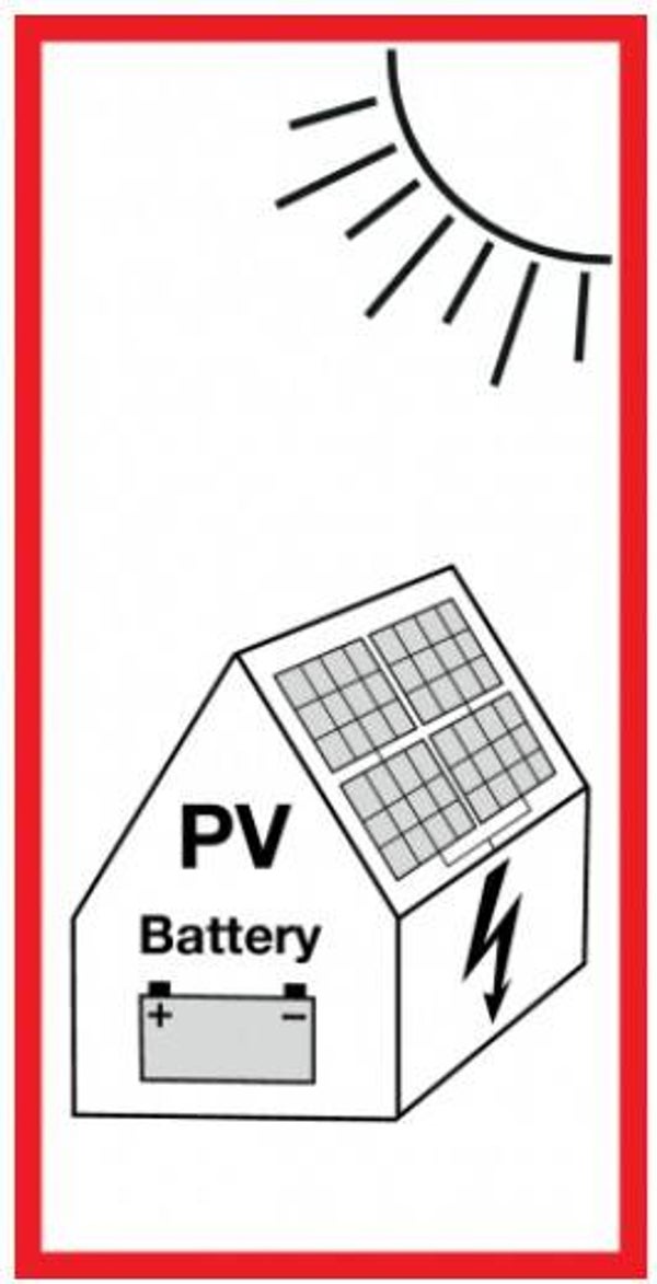 PV installatie bord 5x10cm NEN1010 met batterij