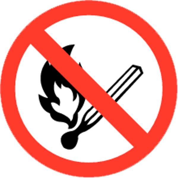 Sticker open vuur en roken verboden Ø200mm