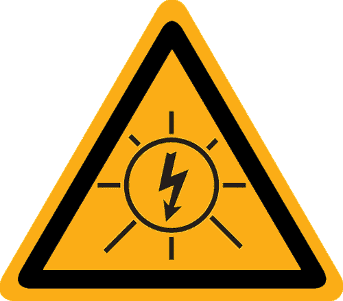 Waarschuwingspictogram sticker zonnepanelen 90x90mm