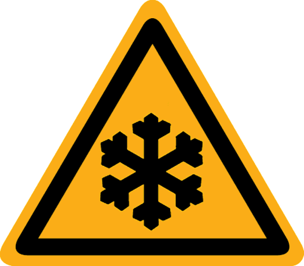 Waarschuwing pictogram gevaar lage temperatuur 20x20cm