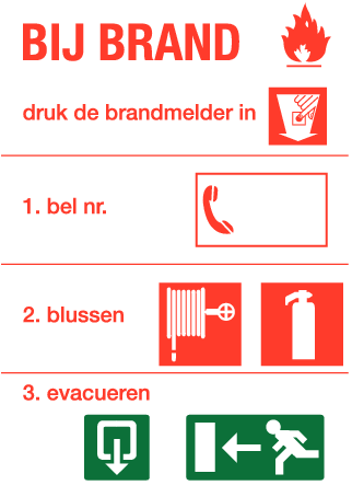 Instructiesticker hoe bij brand handelen 3 (210x297mm) A4
