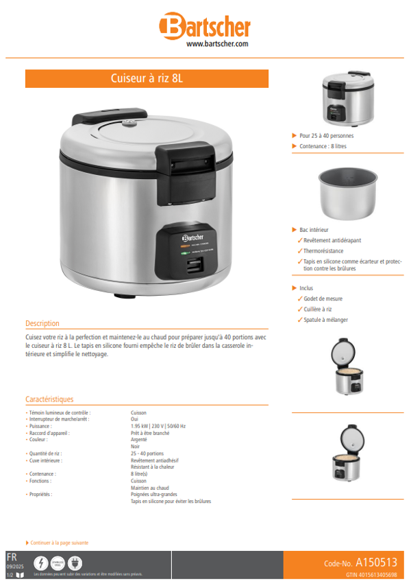 BARTSCHER / Cuiseur à riz