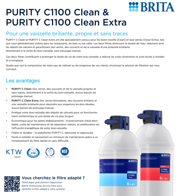 BRITA / Lave-vaisselle / Kits 1ere installation PURITY  C1100 Clean & 1200 Clean