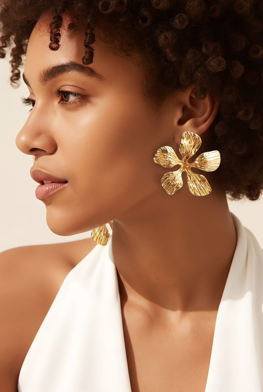 Grandes Boucles Fleur Dorée