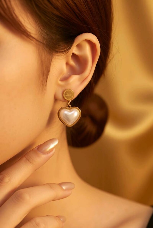 Boucles d'Oreilles Cœur Nacré Love