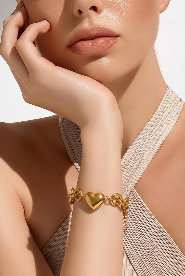Bracelet Chaîne Volumineuse Cœur