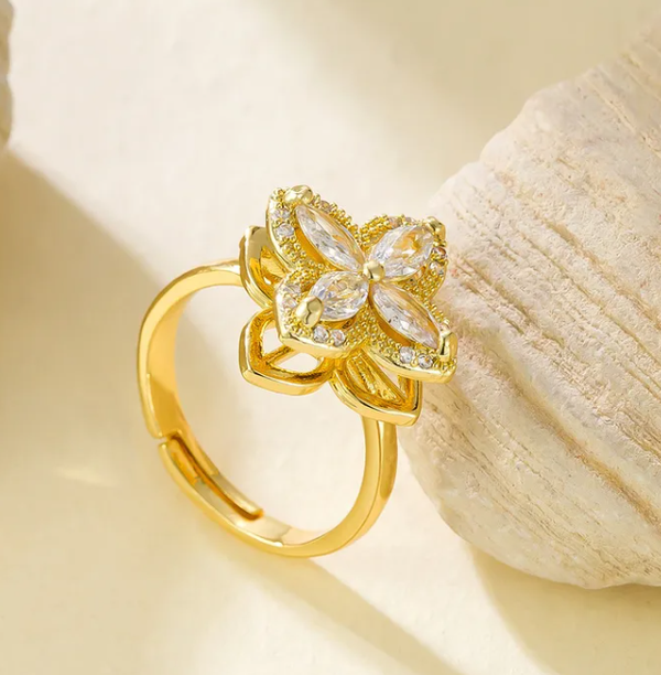 Bague Anti-Stress Fleur de Zircon