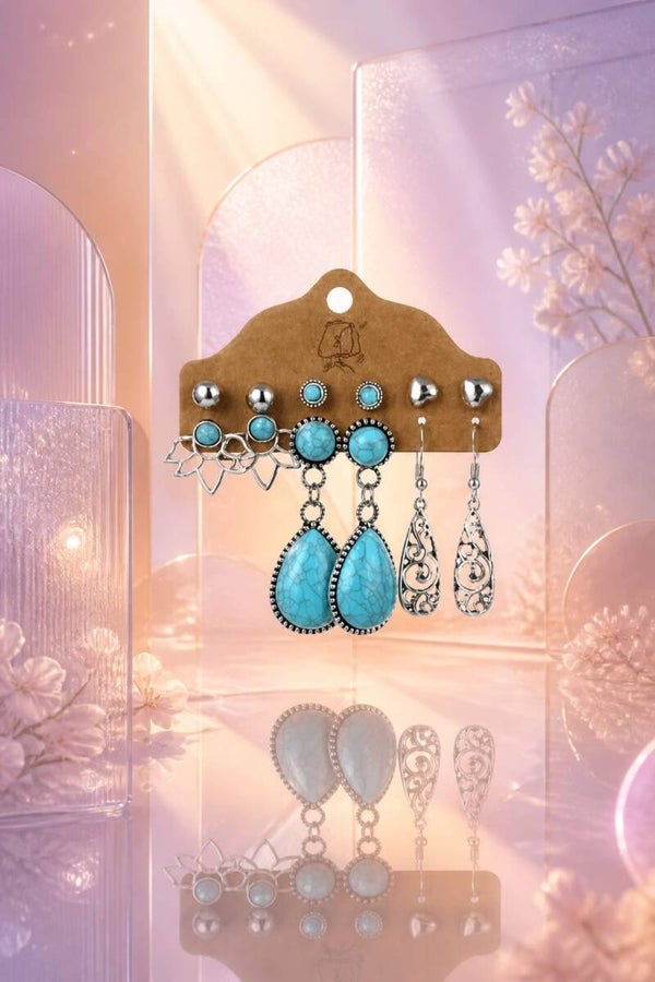 Coffret 6 Paires Boucles Lagon Bohème