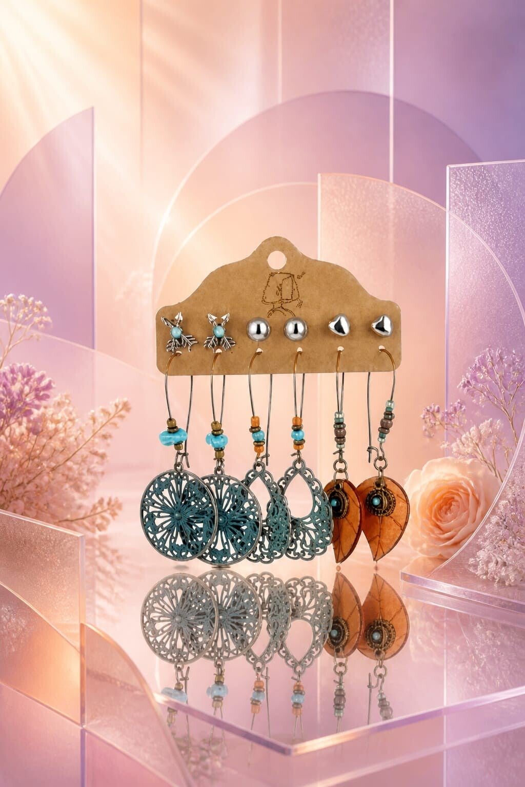 Coffret 6 Paires Boucles Bohème Vintage