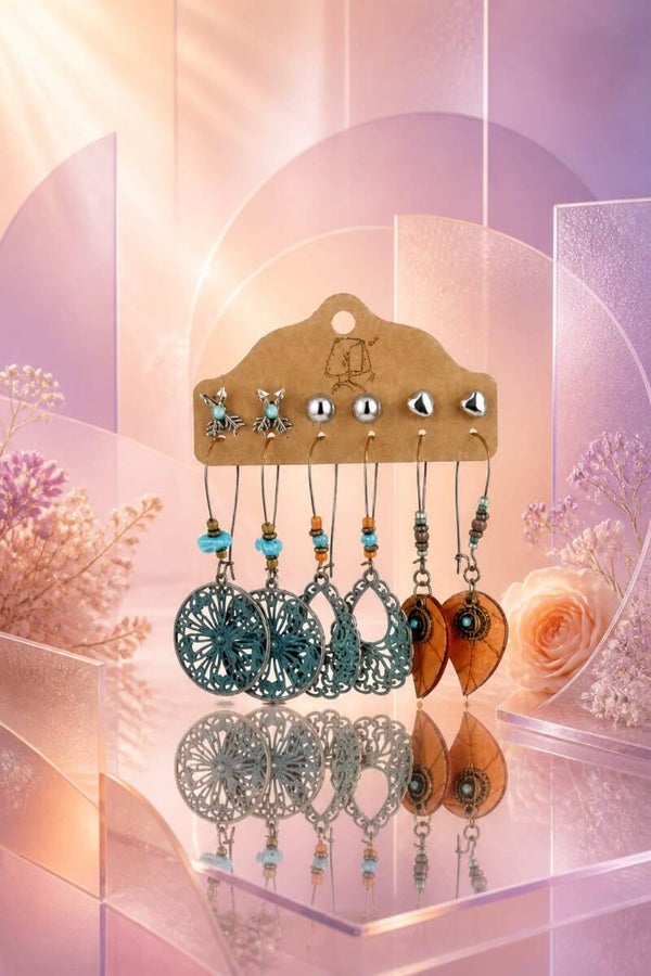 Coffret 6 Paires Boucles Bohème Vintage