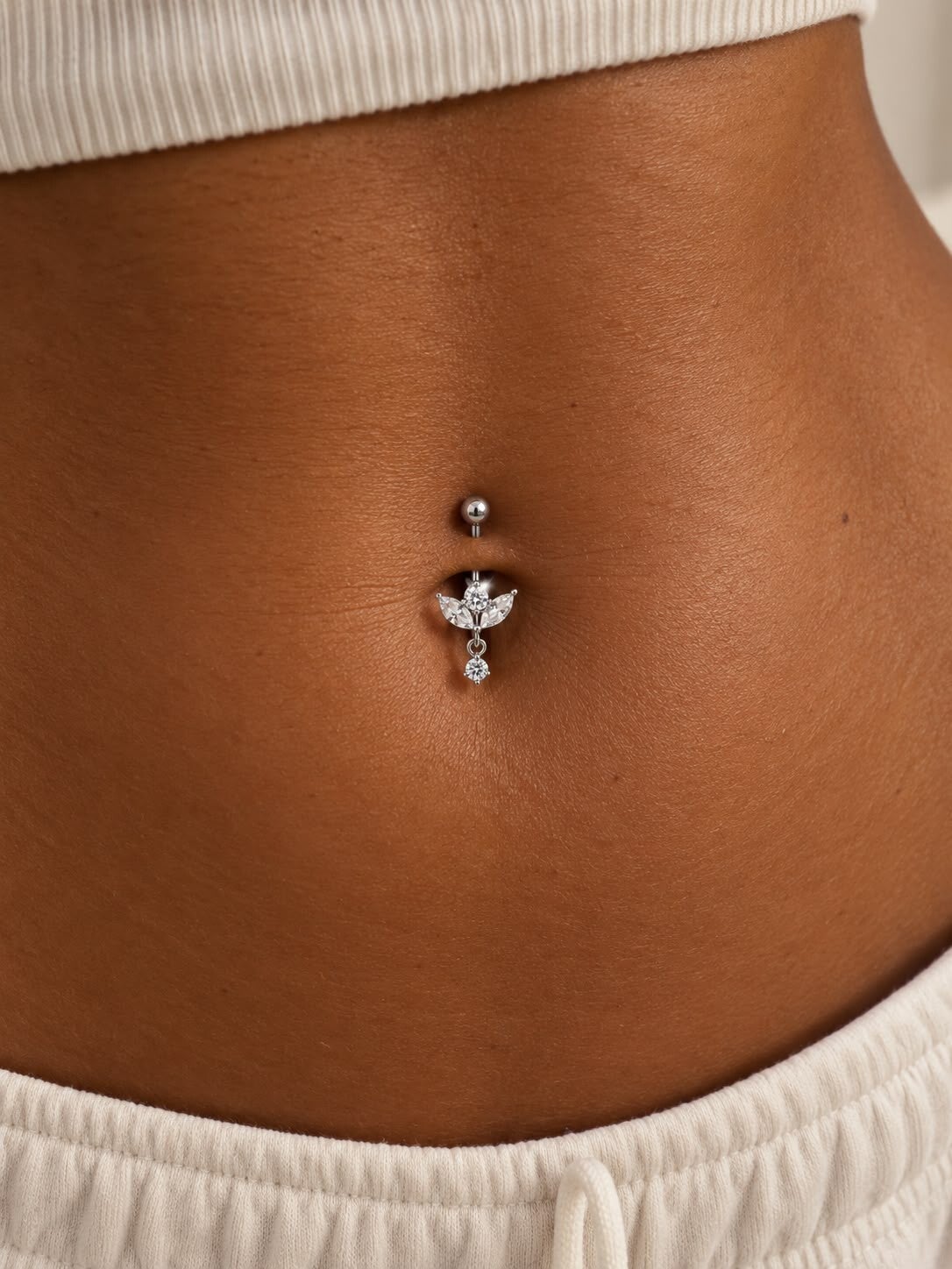 Piercing Nombril Argenté Scintillant