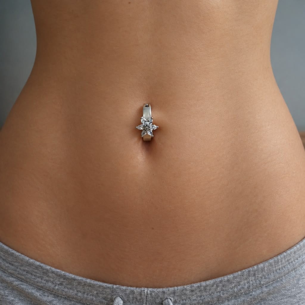 Piercing Nombril Fleur Scintillante