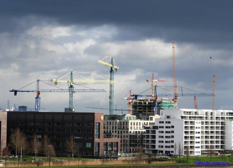 colorfull cranes killing the view with their creations