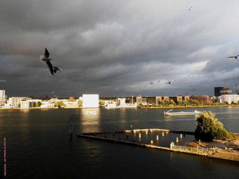 with the last sunlight on the building