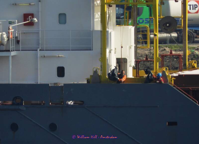 around noon, dumping their waste in...