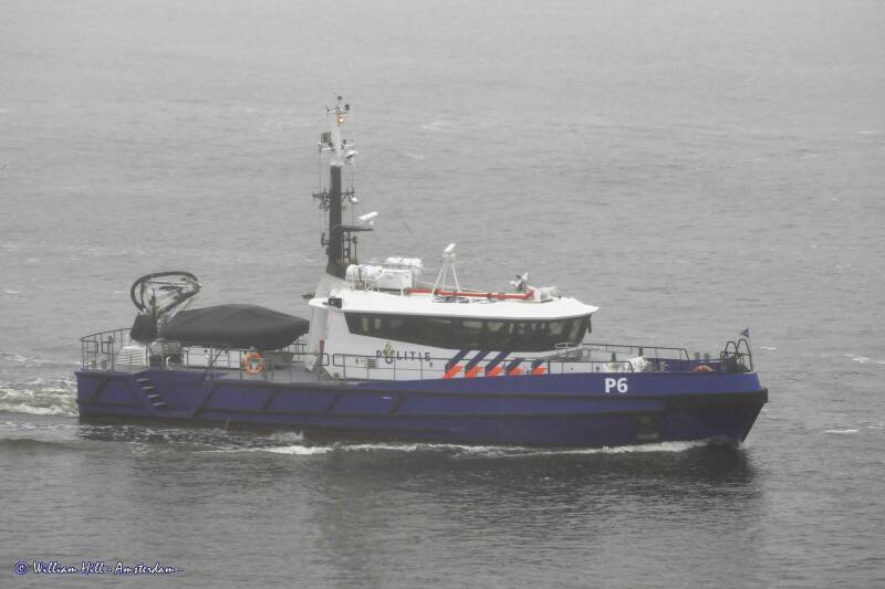 (18),  a misty police vessel P6