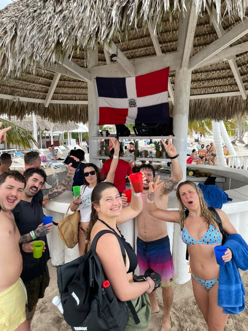 Guests enjoying drinks at the bar during a Catalina Island snorkeling trip