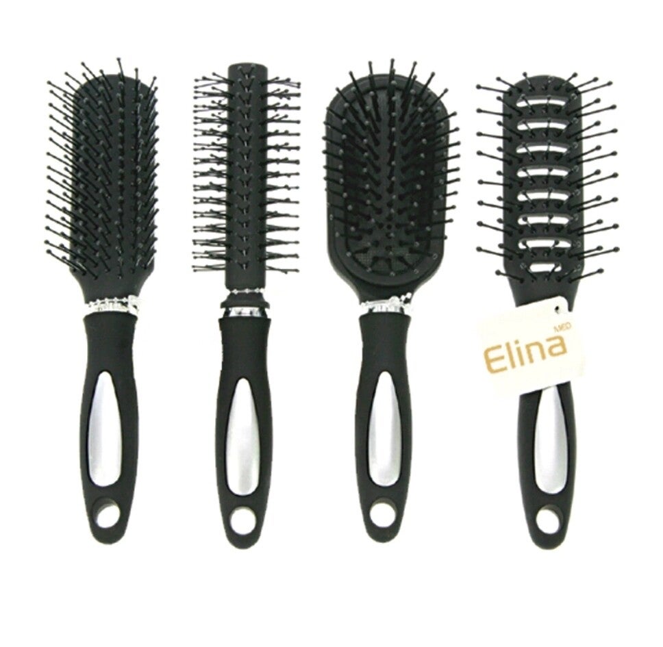 Haarborstel Rond met rubberen grip 17cm - Set van 4