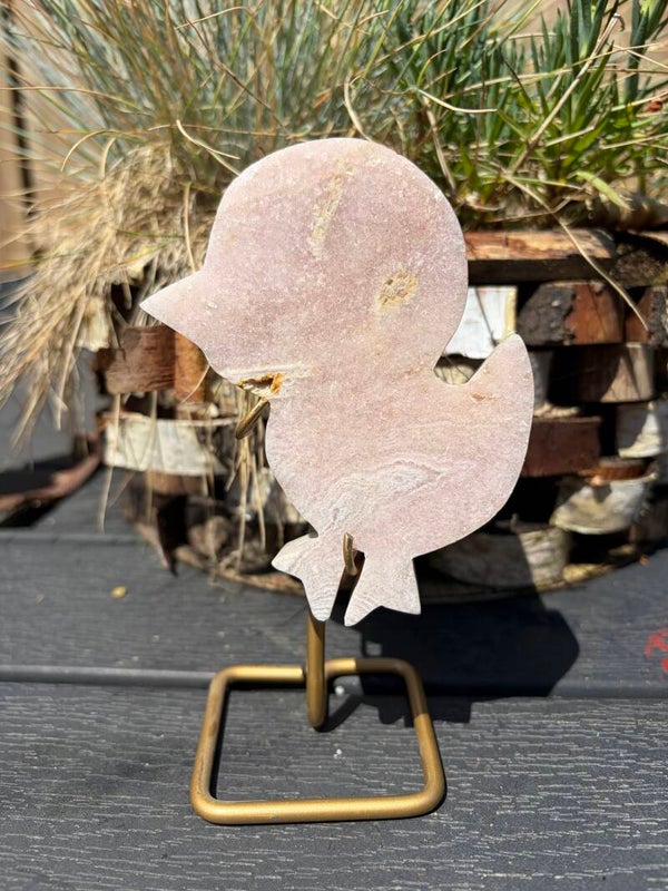 Eendje/kuikentje op standaard roze amethist