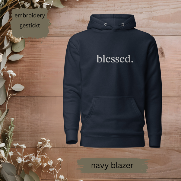 blessed. embroidery College Hoodie Cozy & warm
