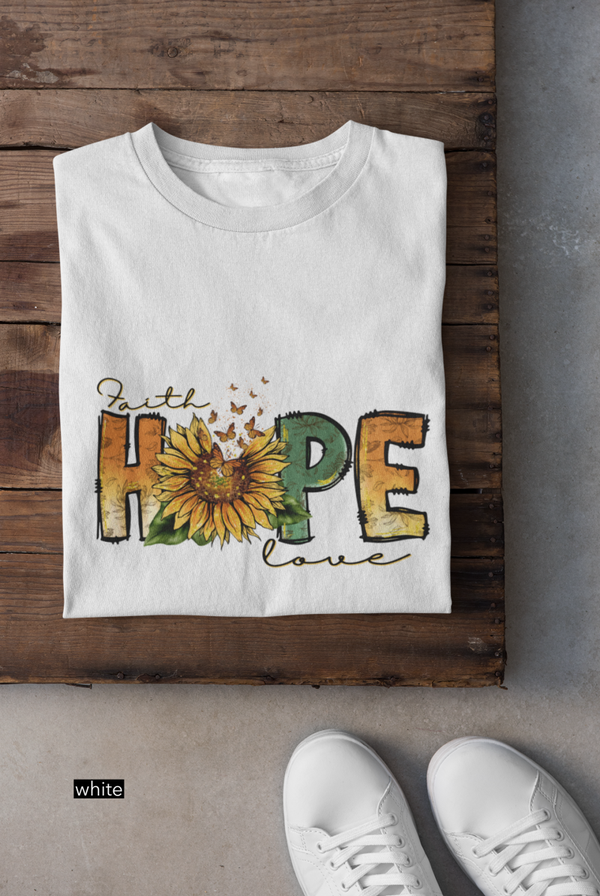 Faith Hope Love Flower & Butterflies Regular fit Baumwolle