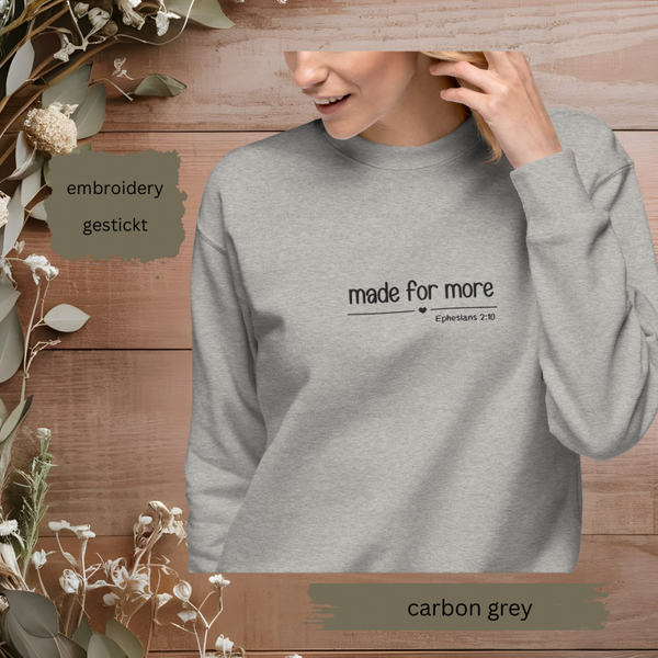 made for more embroidery sweater Unisex cozy & warm