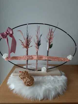 🌸 Origineel Moederdag Cadeau – Bloemstuk Staander met Droogbloemen