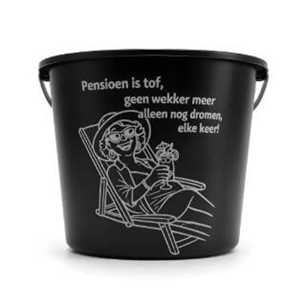 Pensioen is Tof – Geen Wekker Meer – Geschenkemmer 12L
