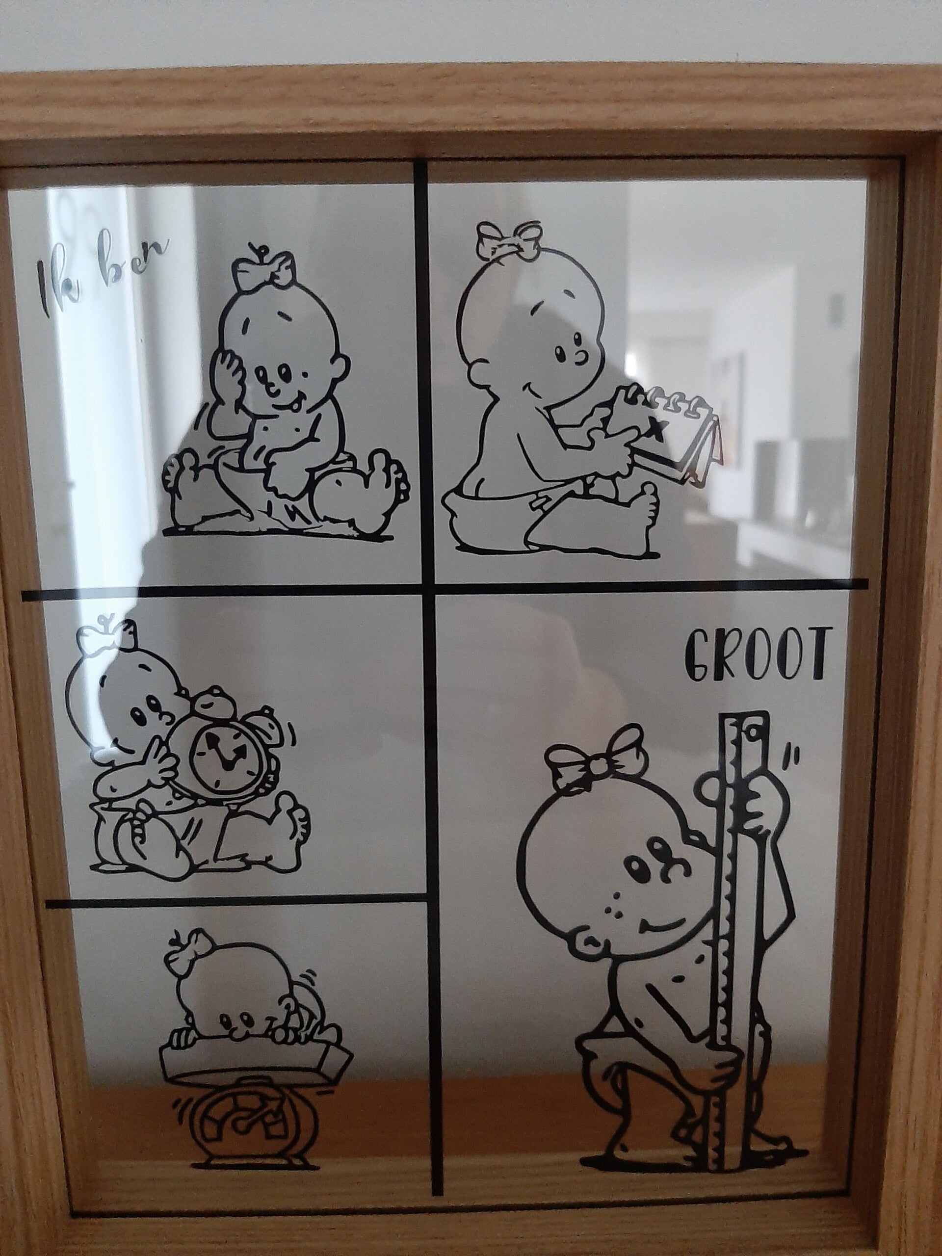 Gepersonaliseerde houten lijst voor babyborrel, babybezoek of geboortecadeau