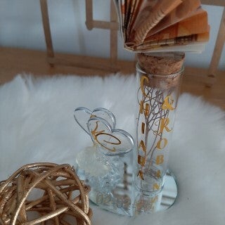 🎁 Geldgift idee: Hartjes op spiegel en buisje om een geldgift in te doen 💸