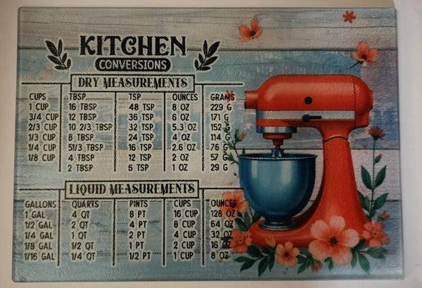 Red mixer glass cutting board