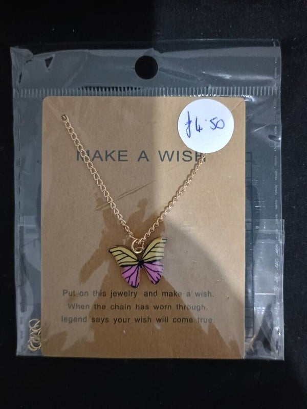 Yellow & Pink Butterfly Neckless (M3: