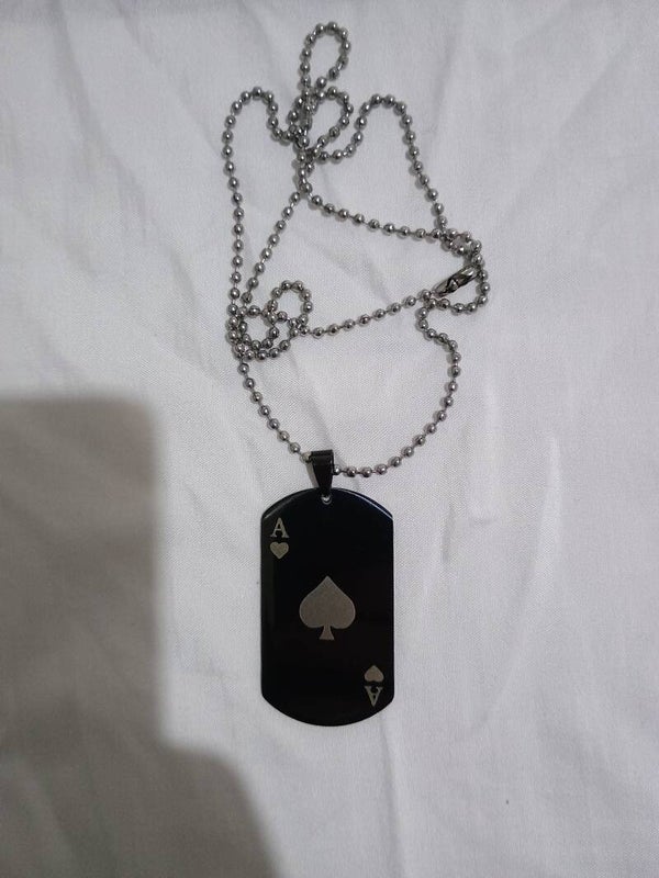 Black Coated Metal Card Neckless (P4: