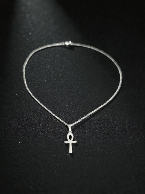 Edelstahl Halskette mit Ankh-Kreuz Anhänger