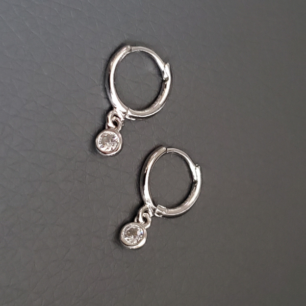 925er-Sterlingsilber--Creolen mit Zirkonia-Kristall