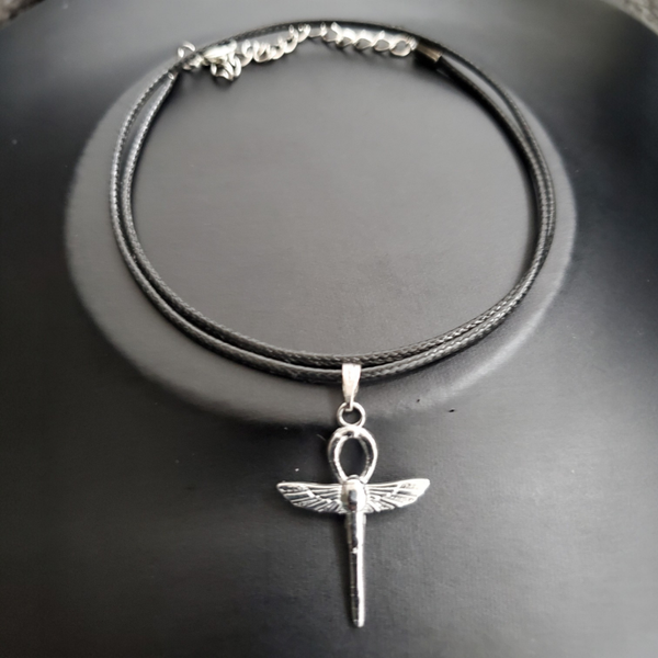 Lederkette mit Libelle Ankh-Kreuz