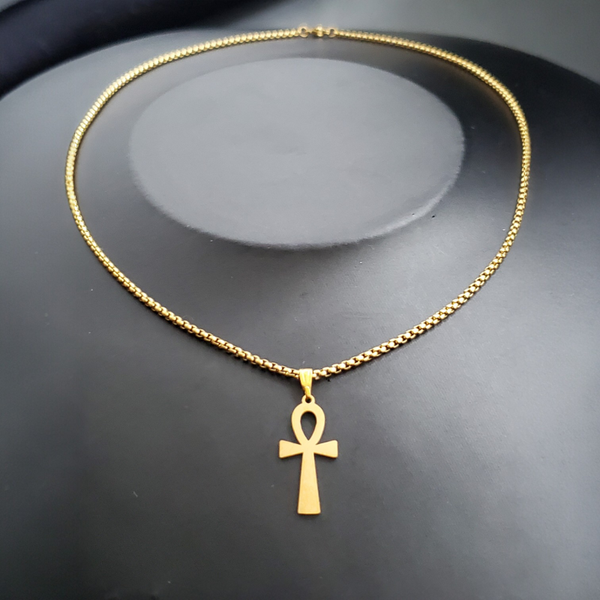 Ankh-Halskette aus vergoldetem Edelstahl
