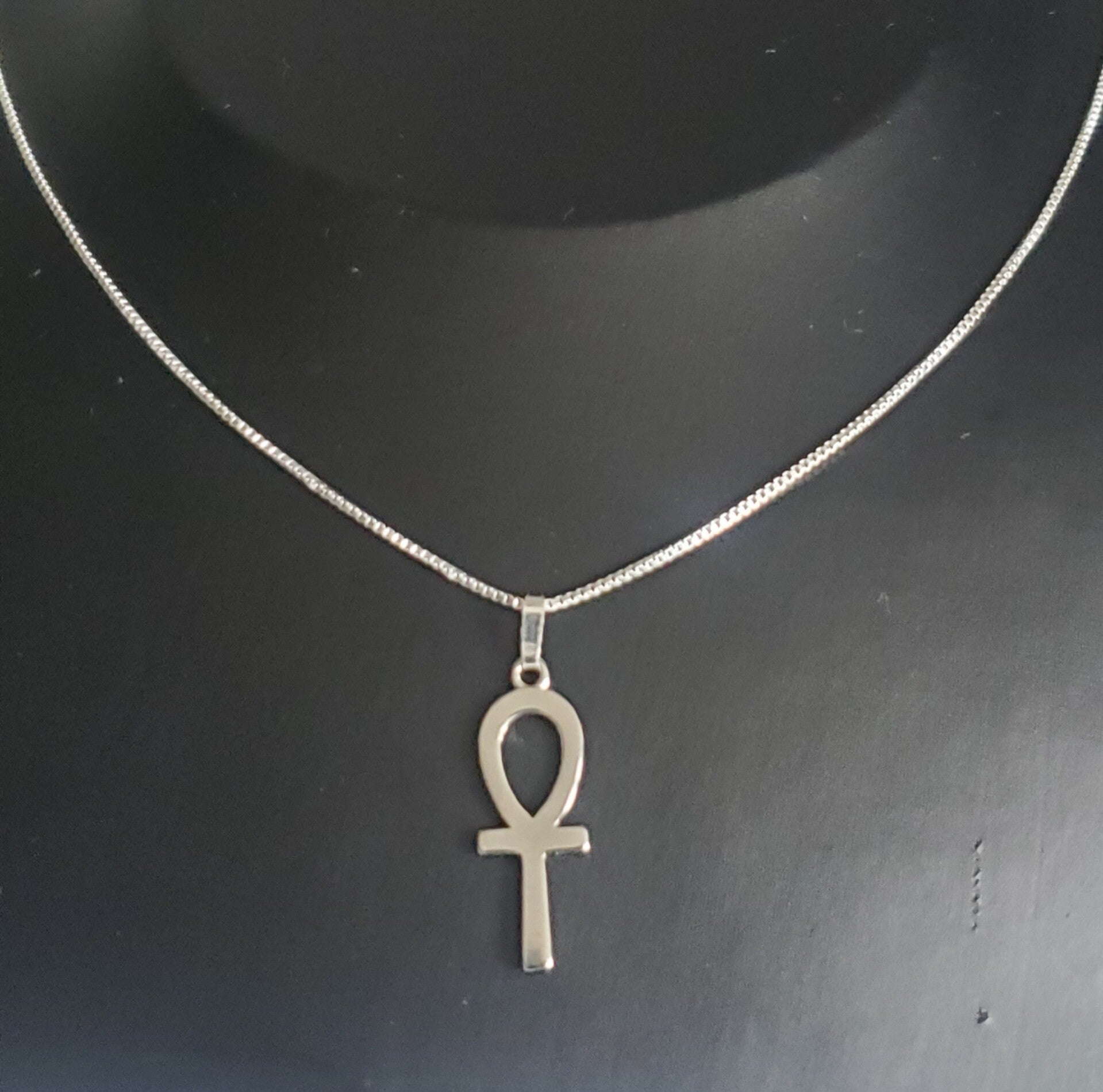 925 Silber Halskette mit Ankh-Kreuz Anhänger