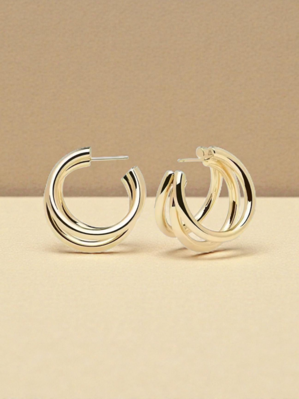 Edelstahl 14K vergoldet 3er Creolen