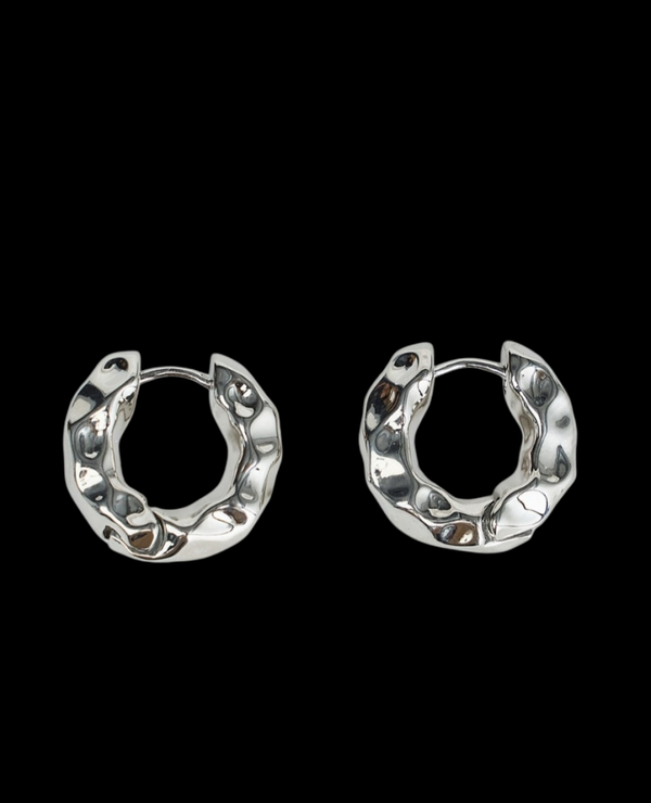 Chunky Wave Auffällige Creolen-Silber aus Edelstahl