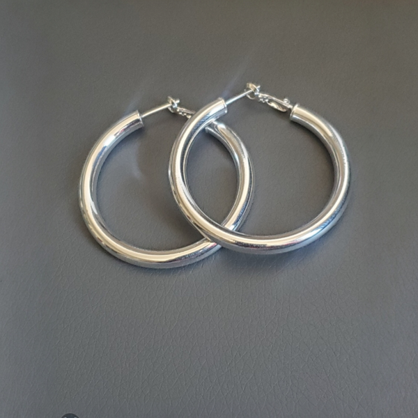 Große Creolen-Ohrringe aus 925er Sterling Silber 50mm