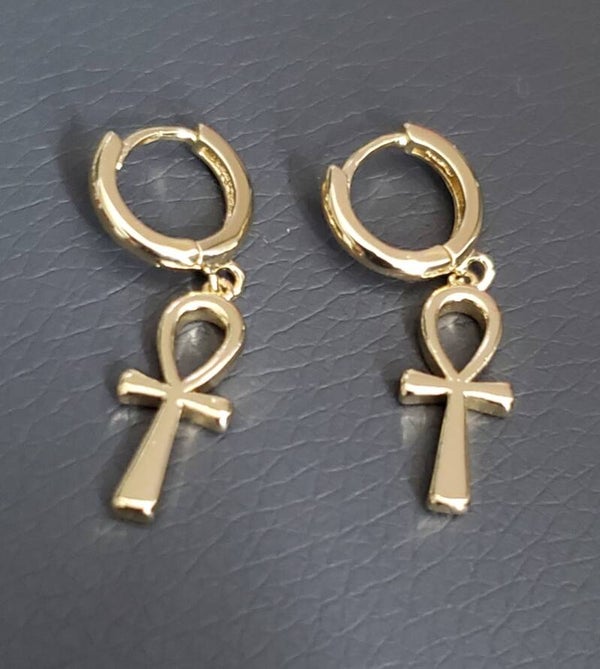Ankh Huggie-Creolen aus Edelstahl