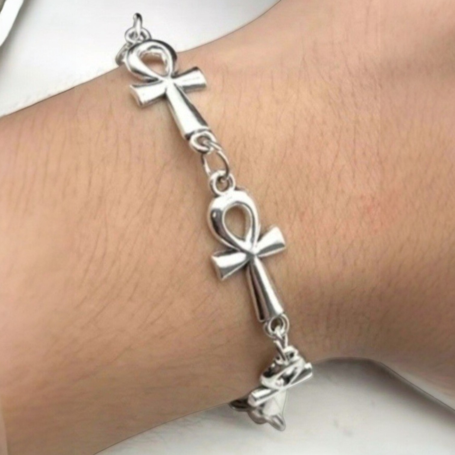 Ankh-Charm-Armband aus Edelstahl