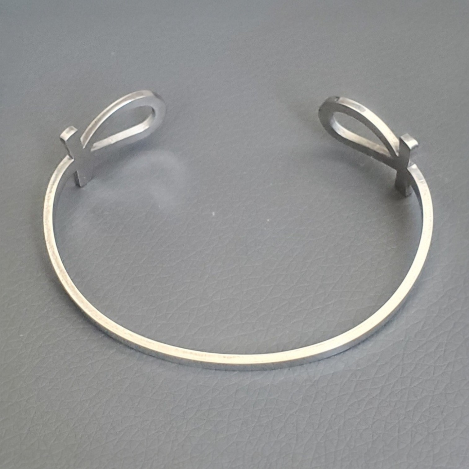 Ägyptischen Ankh Manschettenarmband in Silberoptik