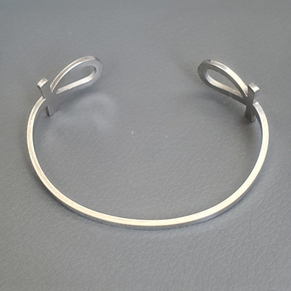 Ägyptischen Ankh Manschettenarmband in Silberoptik