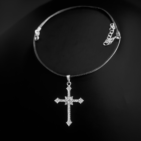 Lederkette mit Kreuz Anhänger