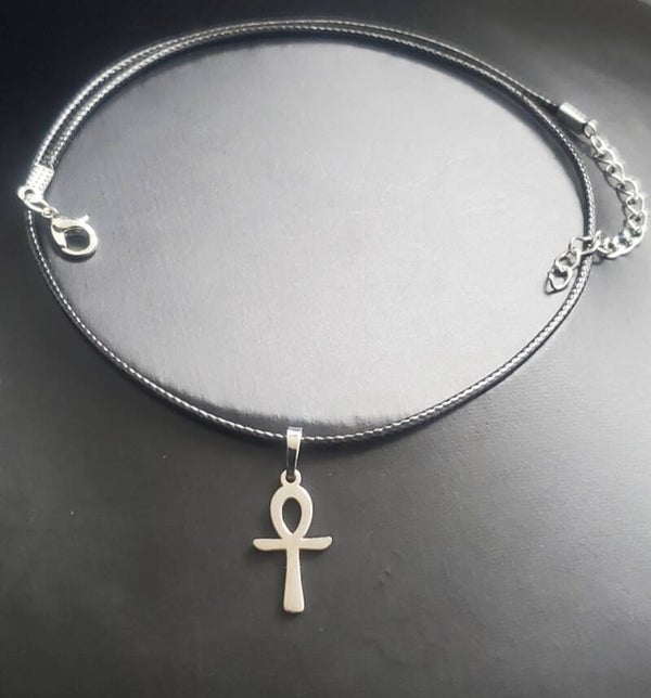 Lederkette mit Ankh- Anhänger